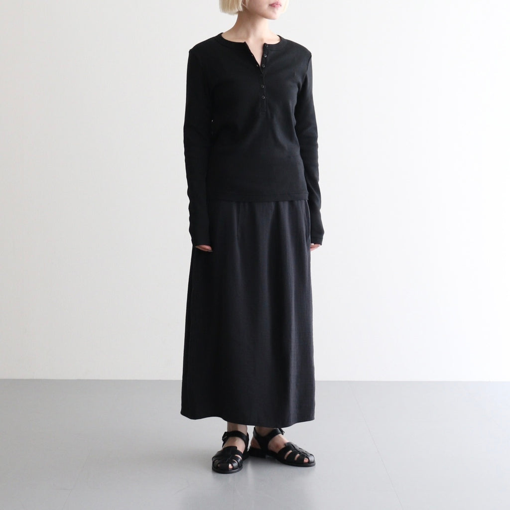 Classic Rib Henley-neck L/S #Black [bROOTS24F006WF26]
