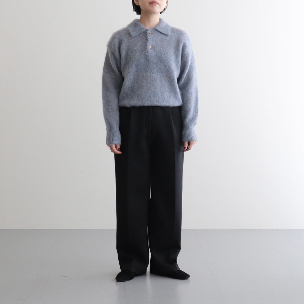 PURE MOHAIR SHAGGY POLO #SAX GRAY [BN-25FL-053]