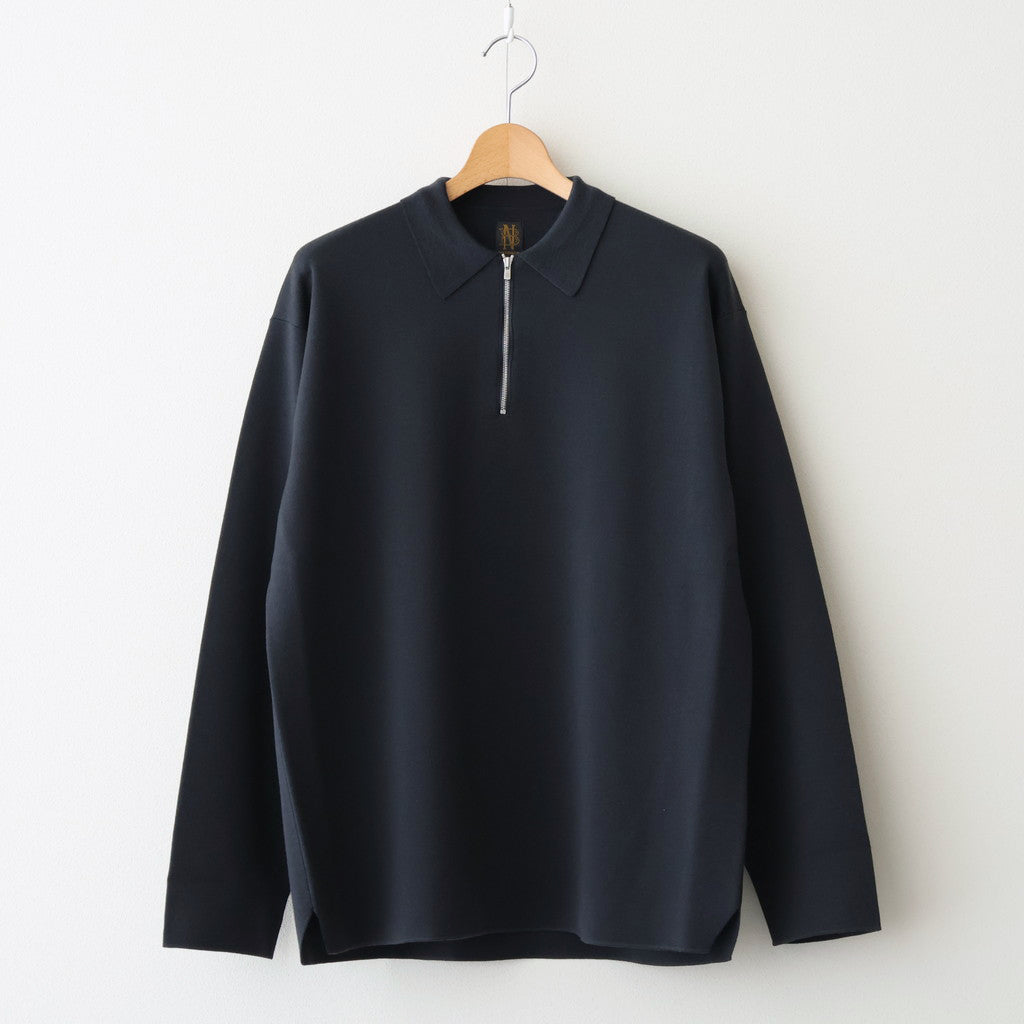 32G SMOOTH WOOL POLO HALF ZIP #CHARCOAL BLUE [BN-25FM-021]