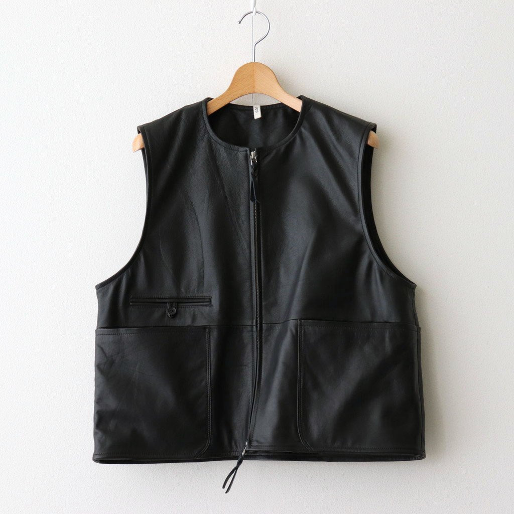 WORK VEST #BLACK [V-09-C-COW-4]