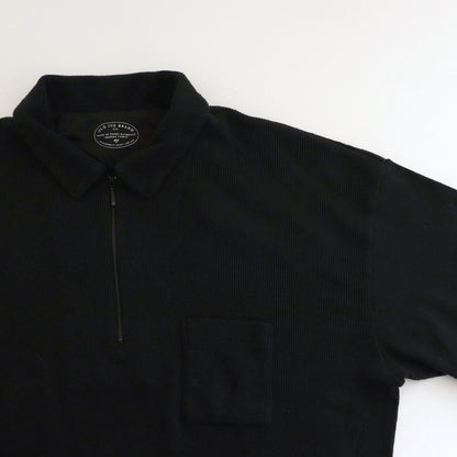 QUATER ZIP SILK NEP RIBED SHIRTS #ONYX BLACK [242OJ-CT05]