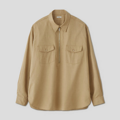 C/L HALF ZIP LS SHIRT #KHAKI BEIGE [PMAS-LS02]