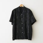 ORIGINAL PRINTED OPEN COLLAR SHIRTS (KASURI) Short-sleeve #BLACK [261OJ-SH20]