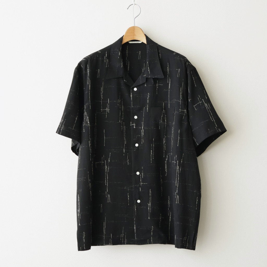 ORIGINAL PRINTED OPEN COLLAR SHIRTS (KASURI) Short-sleeve #BLACK [261OJ-SH20]
