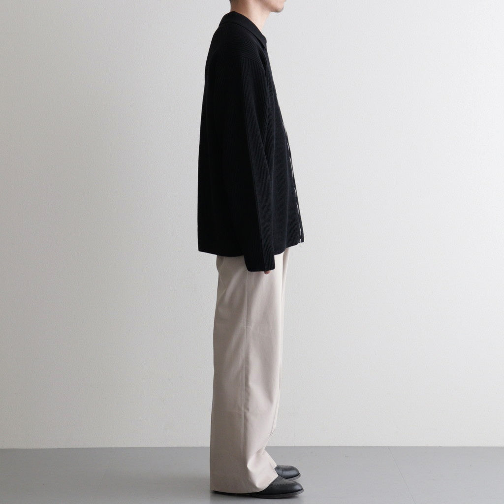 SOLID WOOL RIB POLO ZIP UP CARDIGAN #BLACK [BN-25FM-044]