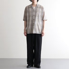 OPEN COLLAR S/S SHIRT #SAGE CHECK [M26A18SH02B]