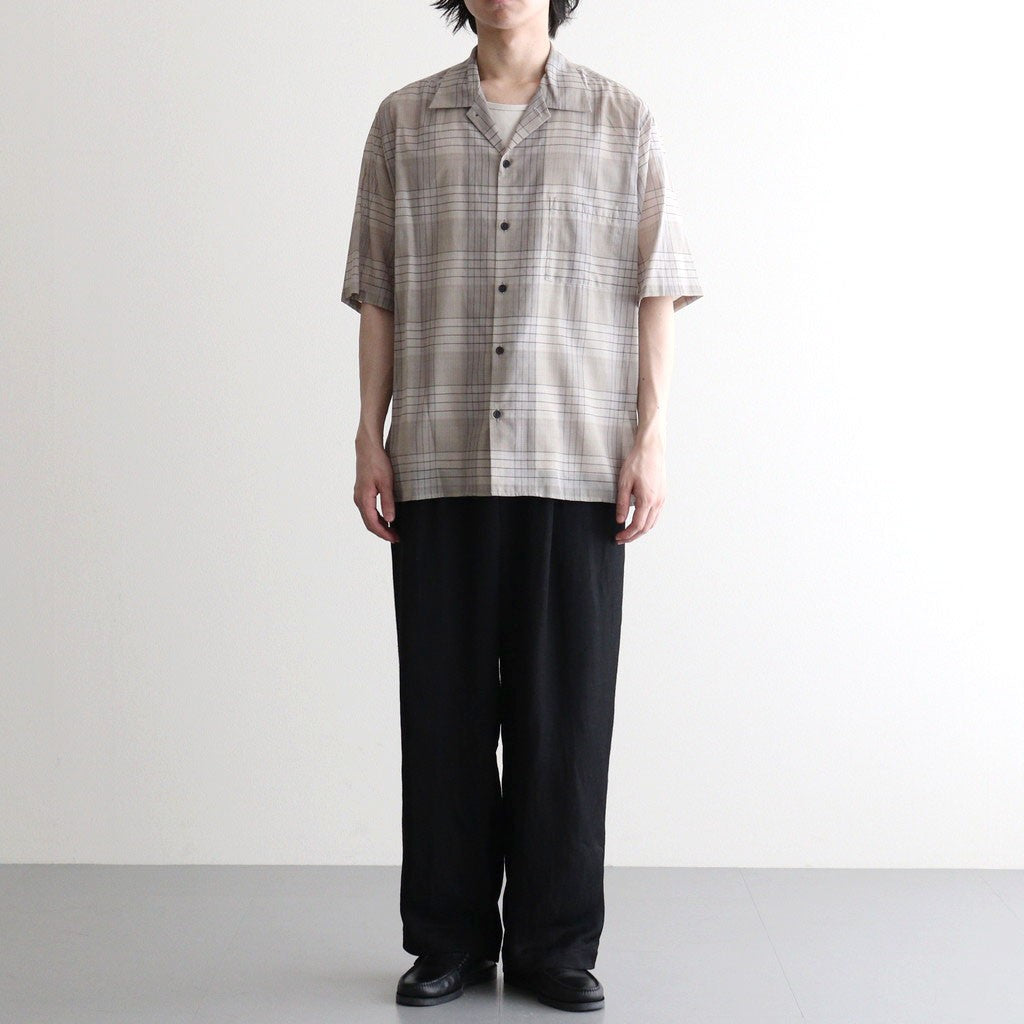 OPEN COLLAR S/S SHIRT #SAGE CHECK [M26A18SH02B]