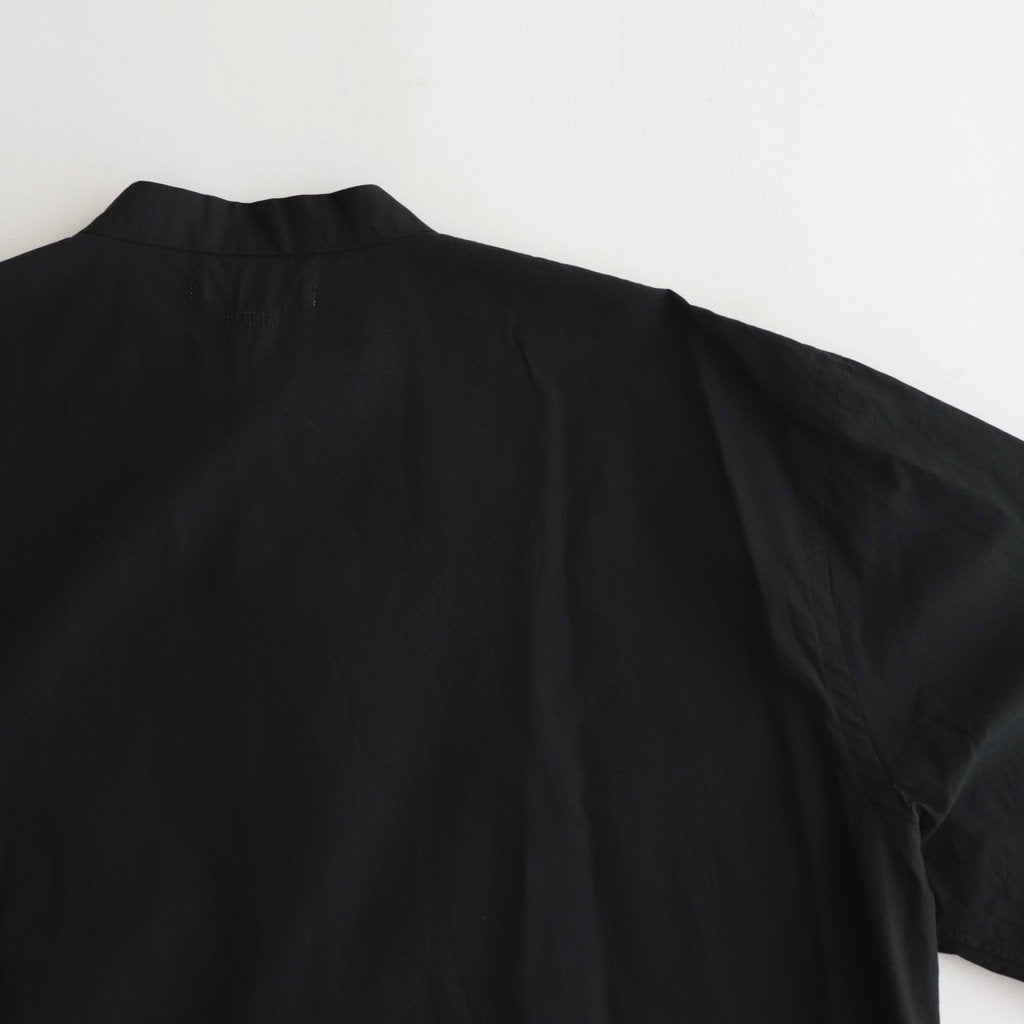CHAMBRAY STAND COLLAR CUFFLESS SHIRT #BLACK [BHS23F018]