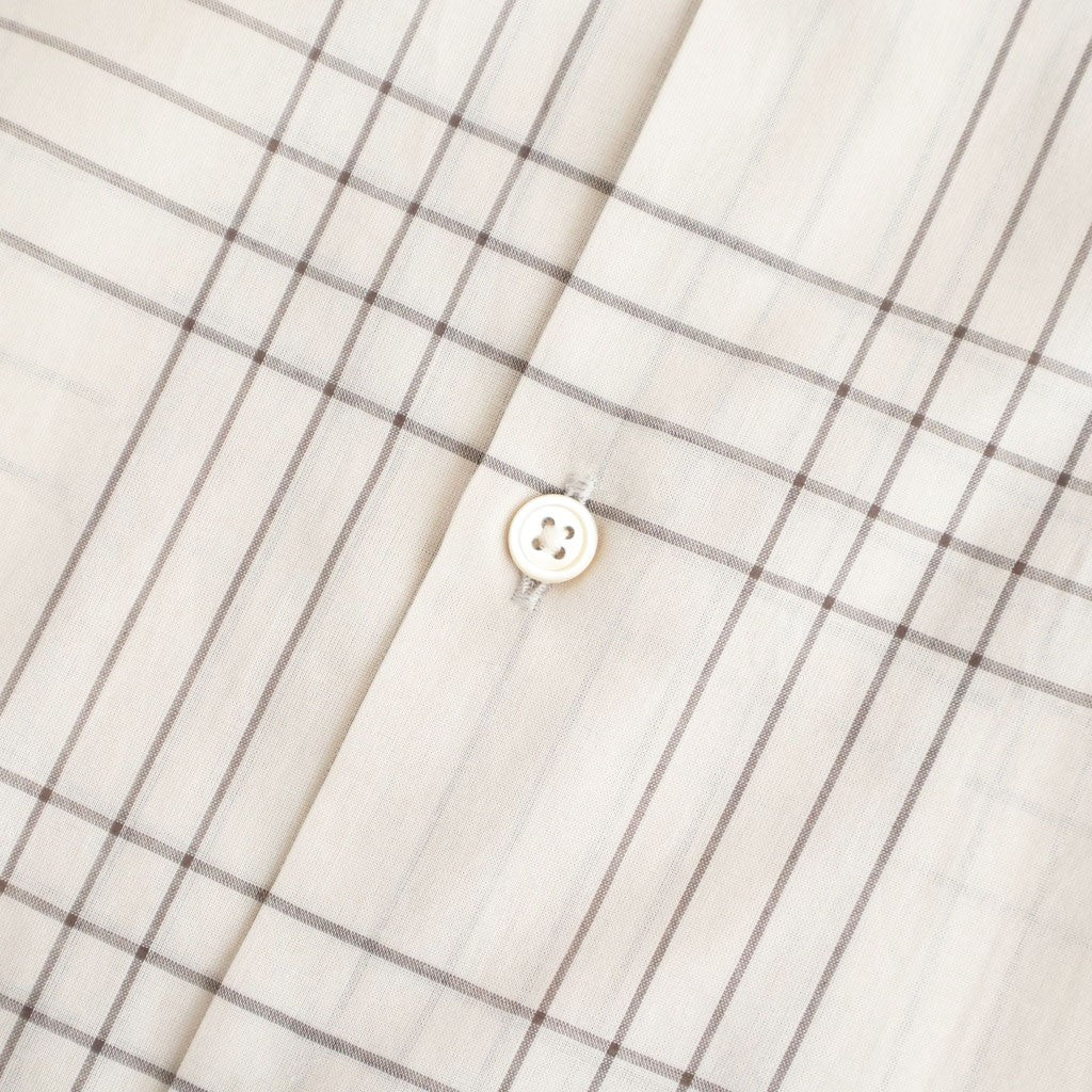 OPEN COLLAR S/S SHIRT #IVORY CHECK [M26A18SH02B]