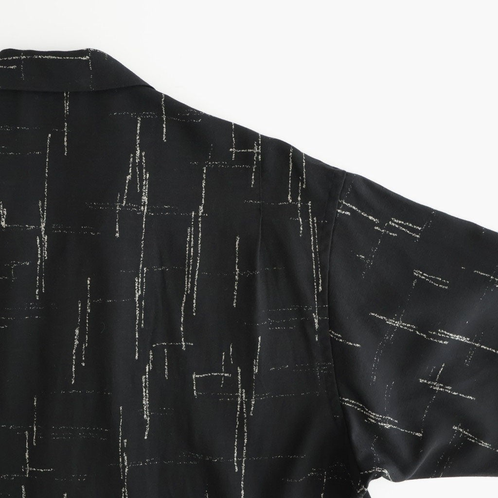 ORIGINAL PRINTED OPEN COLLAR SHIRTS (KASURI) Short-sleeve #BLACK [261OJ-SH20]
