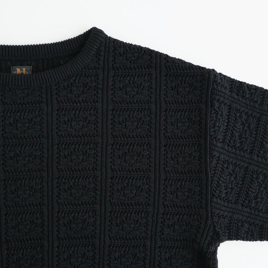 GRASSY LACE CREW NECK #BLACK [BN-26SL-028]