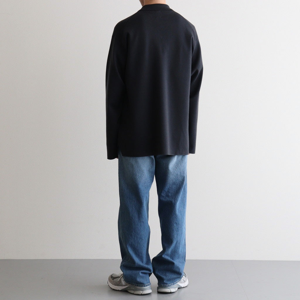 32G SMOOTH WOOL POLO HALF ZIP #CHARCOAL BLUE [BN-25FM-021]