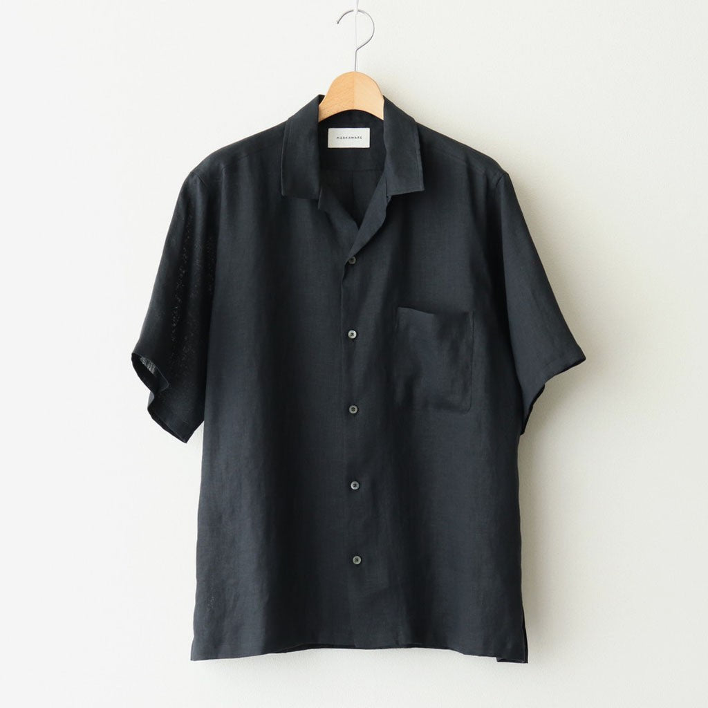 NEW OPEN COLLAR S/S SHIRT #BLACK [A25B05SH01B]