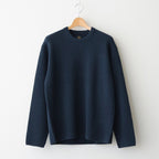 SOLID WOOL RIB CREW NECK #DARK GREEN×NAVY [BN-25FM-042]