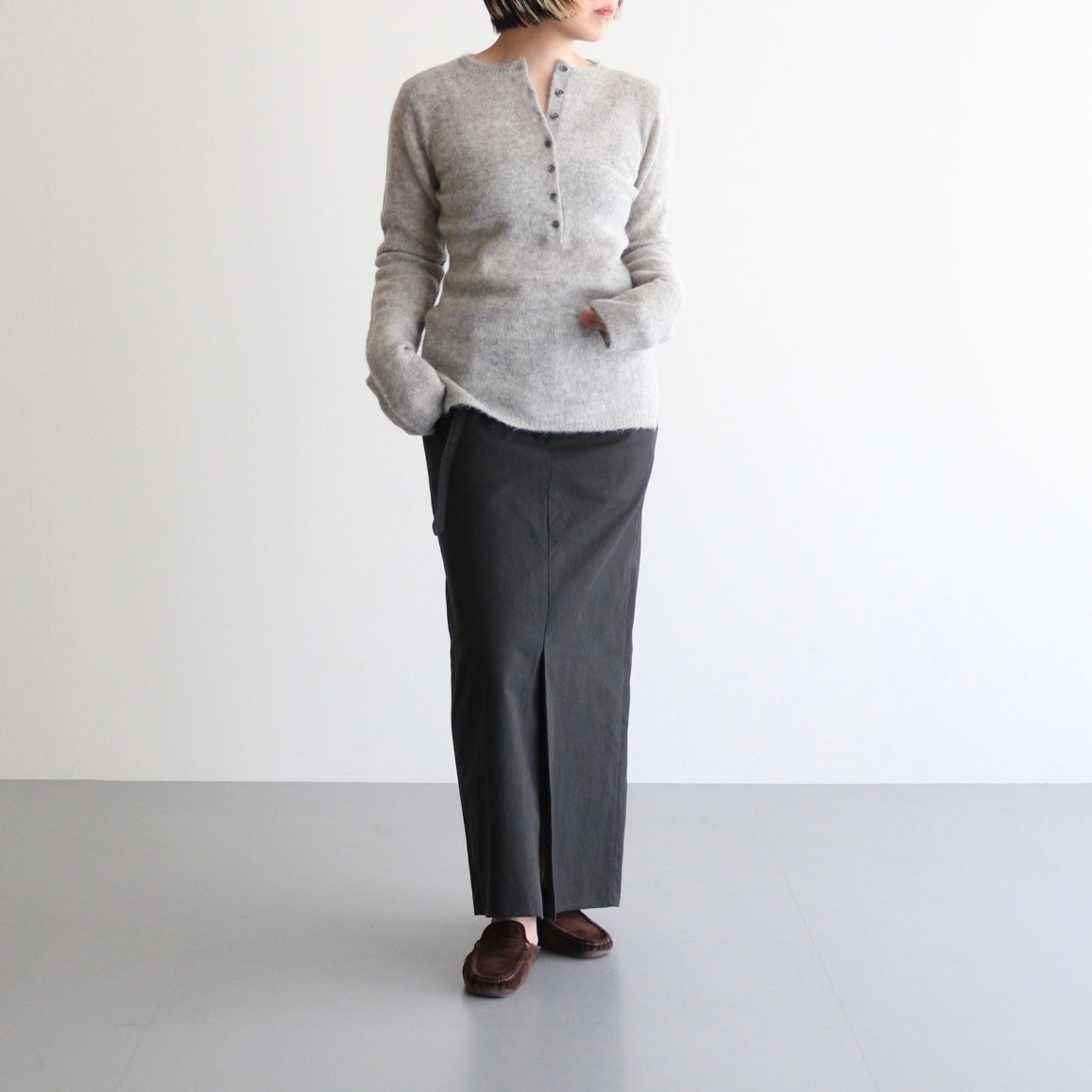 FAIRY ALPACA KN HENLY NECK #020 FOG [16852 60036]