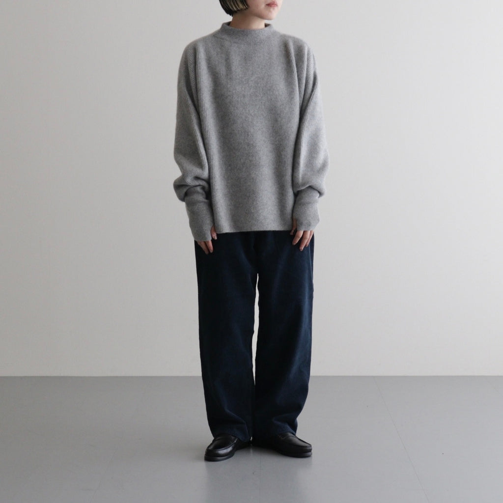 CASHMERE FOX FINGERHOLE BOAT NECK #GRAY [BN-25FL-041]