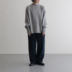 CASHMERE FOX FINGERHOLE BOAT NECK #GRAY [BN-25FL-041]