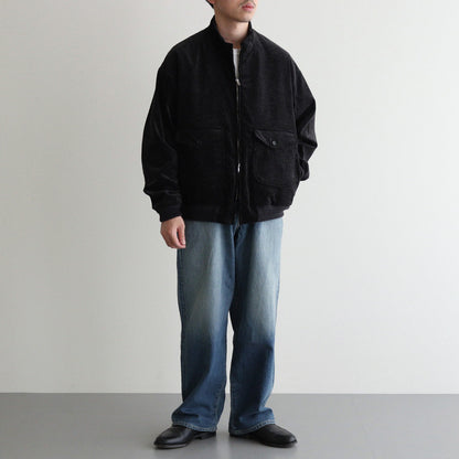 PRINTED CORDS MOTORING JACKET #MARINE BLACK [242OJ-JK08]