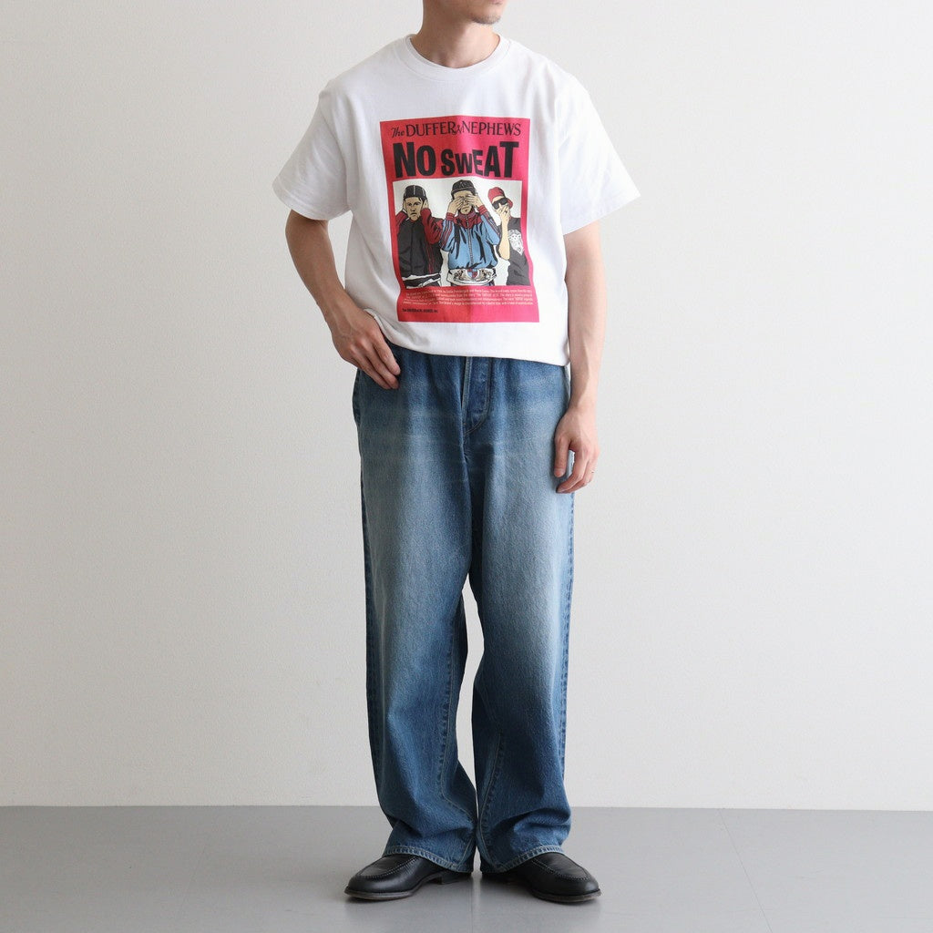 SHORT SLEEVE PRINT-T "NO SWEAT" #WHITE [DNA25T03]