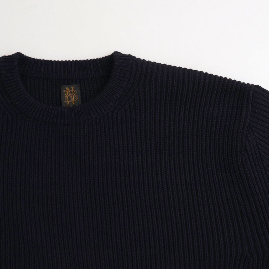 SOLID WOOL RIB CREW NECK #NAVY [BN-24FM-042]