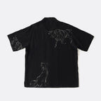ORIGINAL PRINTED OPEN COLLAR SHIRTS (ANIMAL DRAWING) Short-sleeve #BLACK [261OJ-SH22]
