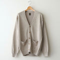 WASHED HIGH COUNT LINEN V NECK CARDIGAN #NATURAL [BN-26SM-021]