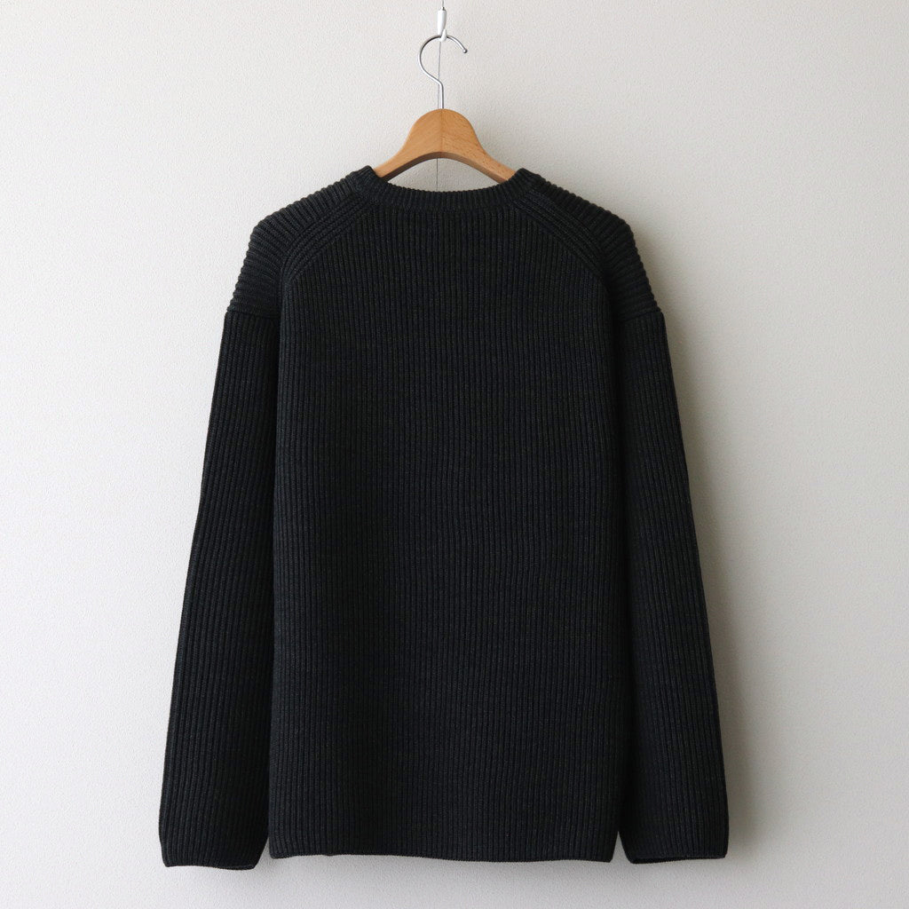 SOLID WOOL RIB CREW NECK #CHARCOAL [BN-24FM-042]