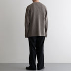 SOLID WOOL RIB CREW NECK #MELANGE BROWN [BN-25FM-042]