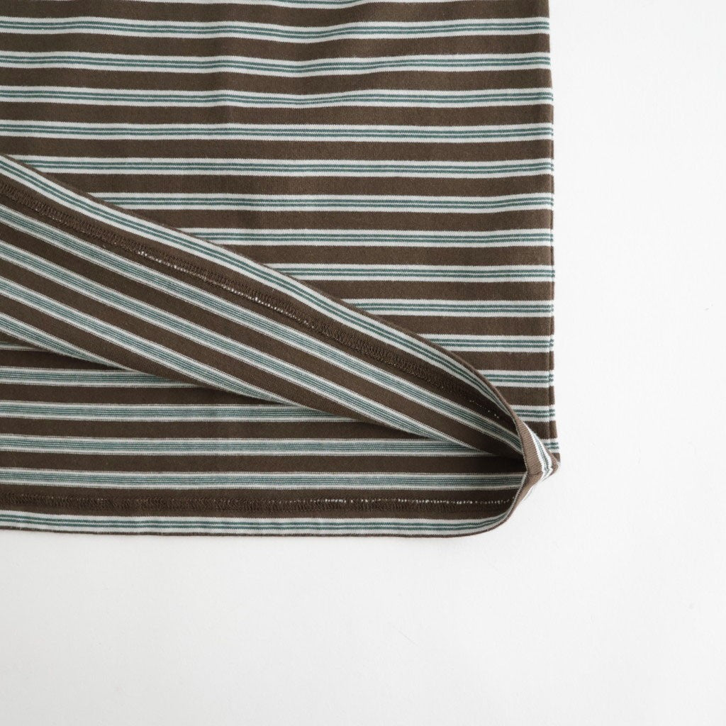 BORDER LONG SLEEVE TOP #STONE BROWNxGREEN [PMAW-CL08]