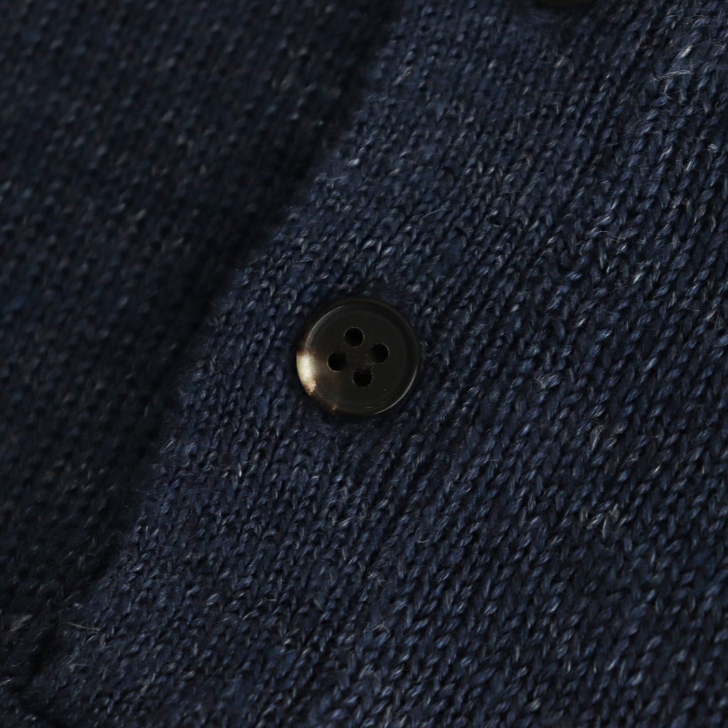 WASHED HIGH COUNT LINEN POLO #NAVY [BN-25SM-023]