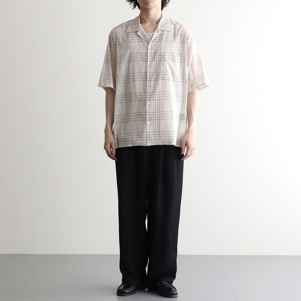 OPEN COLLAR S/S SHIRT #IVORY CHECK [M26A18SH02B] - Diffusion 三重