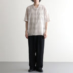 OPEN COLLAR S/S SHIRT #IVORY CHECK [M26A18SH02B]