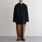 CHAMBRAY STAND COLLAR CUFFLESS SHIRT #BLACK [BHS23F018]