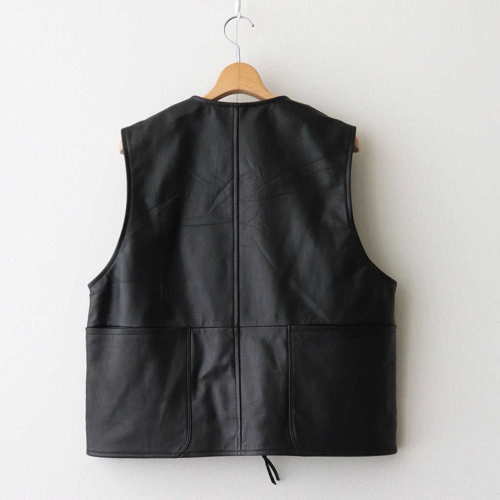 WORK VEST #BLACK [V-09-C-COW-4]