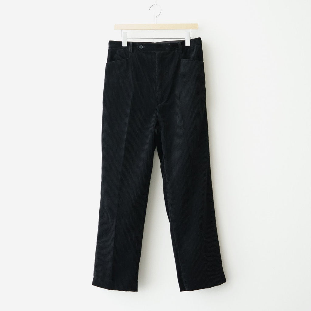 MIXED-WALE CORDUROY NOTUCK SLACKS #BLACK [26W-BIS-PT15]