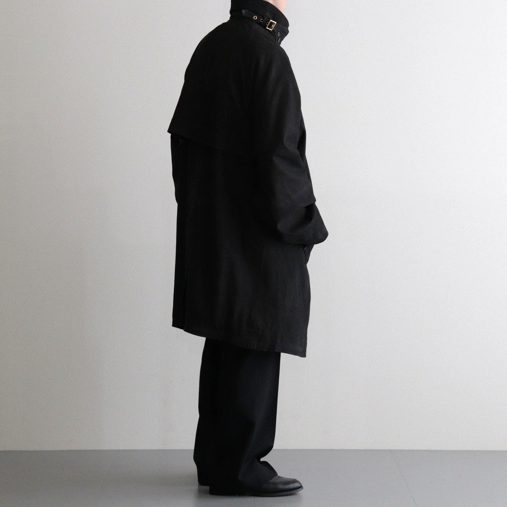 DOUBLE BREASTED HALF COAT #BLACK [SH-60-C-NUBCK-3] - Diffusion
