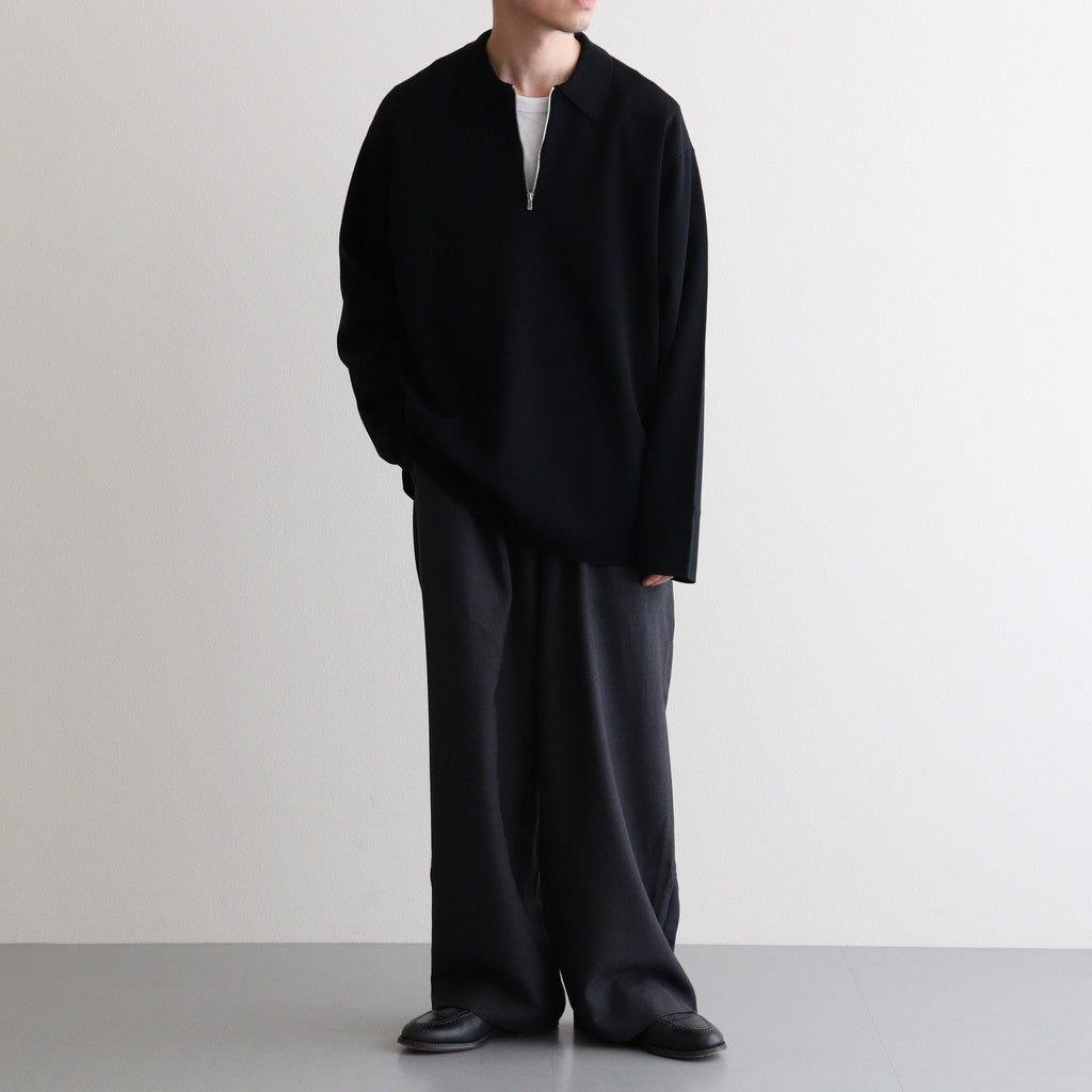 32G SMOOTH WOOL POLO HALF ZIP #BLACK [BN-25FM-021]