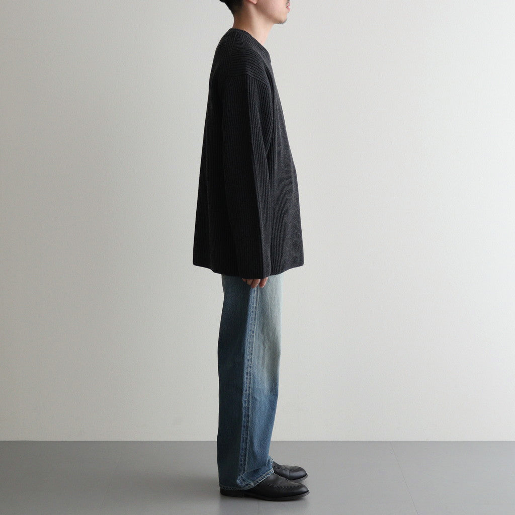 SOLID WOOL RIB CREW NECK #CHARCOAL [BN-24FM-042]