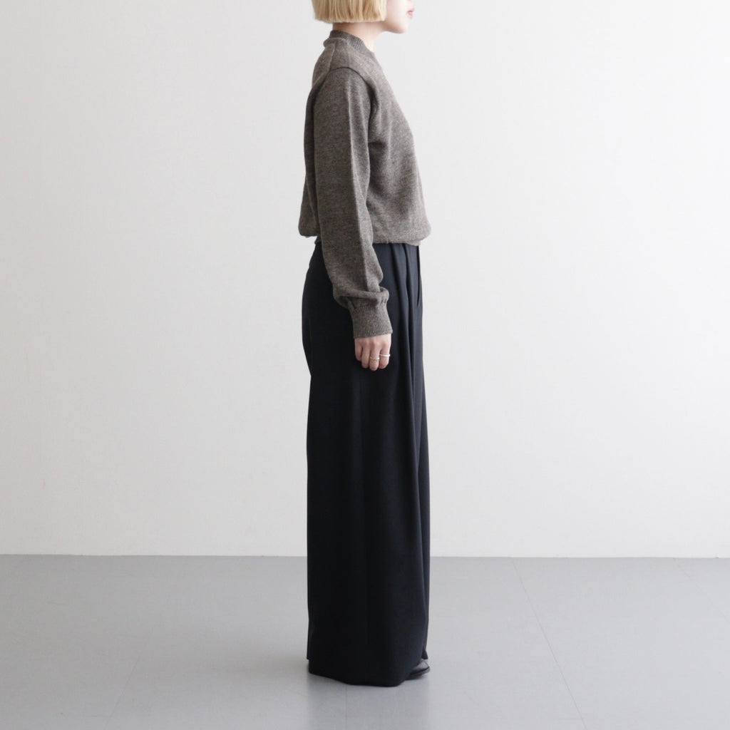 WASHED HIGH COUNT LINEN CREW NECK #BROWN [BN-26SL-013]