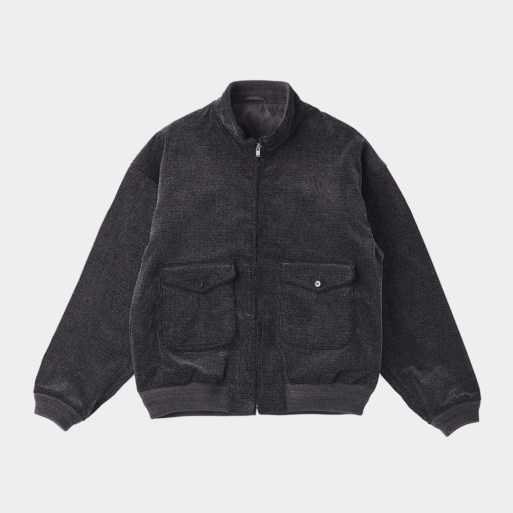 PRINTED CORDS MOTORING JACKET #MARINE BLACK [242OJ-JK08]