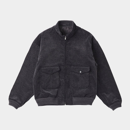 PRINTED CORDS MOTORING JACKET #MARINE BLACK [242OJ-JK08]