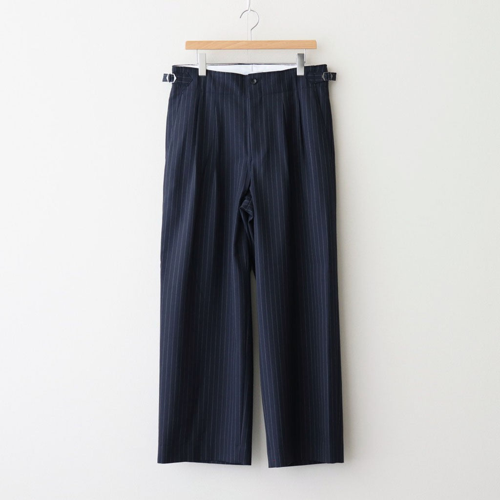 TWO TUCK MILITARY TROUSERS #NAVY STRIPE [M25C07PT01C]