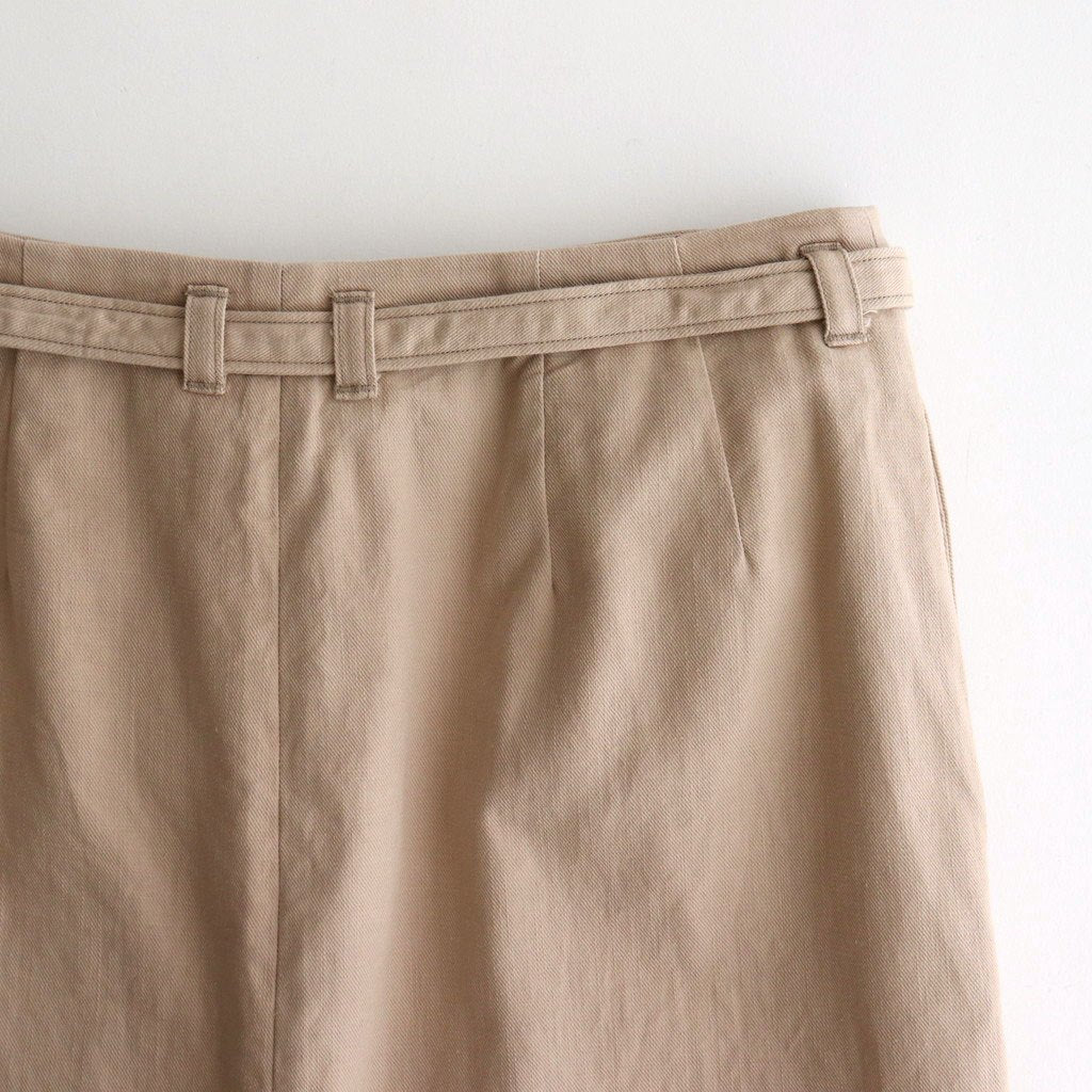 Cotton Serge Belted Skirt #LightBeige [BHSW25F7]