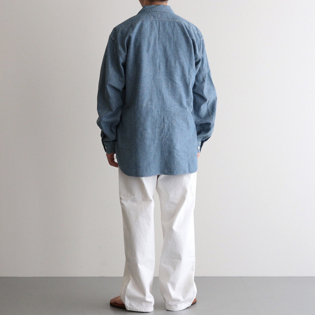 CHAMBRAY WORKADAY LS SHIRT #INDIGO(FADE) [PMAT-LS05]