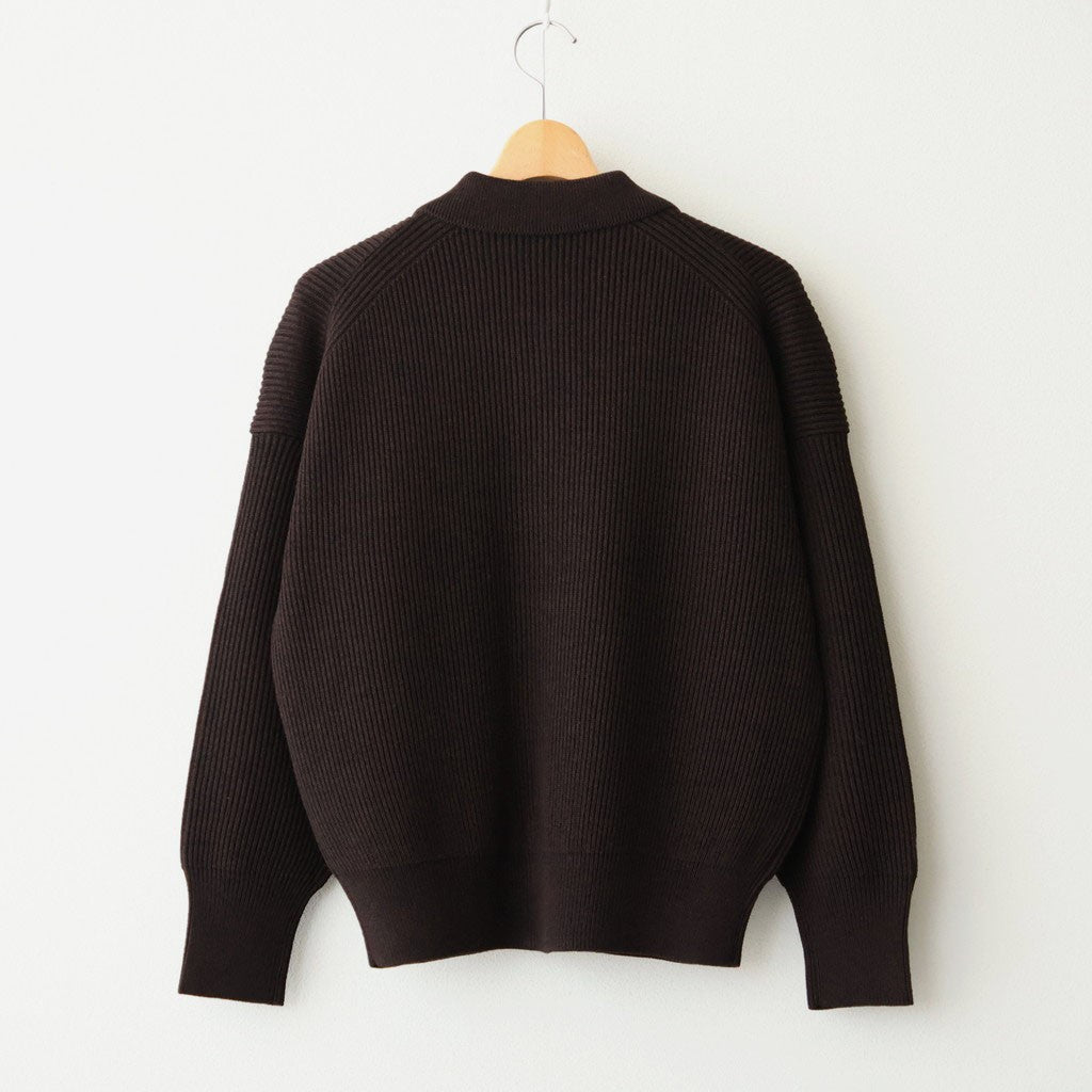 SOLID WOOL RIB POLO CARDIGAN #ROSEWOOD [BN-26FL-032]