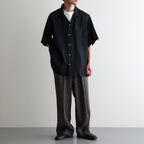 NEW OPEN COLLAR S/S SHIRT #BLACK [A26B05SH01B]