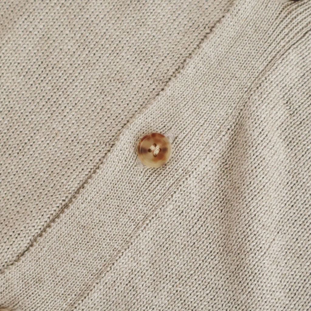 WASHED HIGH COUNT LINEN V NECK CARDIGAN #NATURAL [BN-26SM-021]