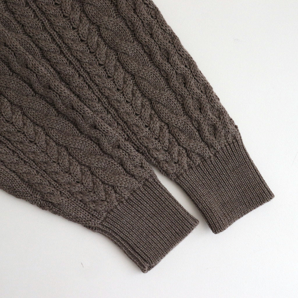 SOLID WOOL ARAN CREW NECK #GREIGE [BN-24FL-035]