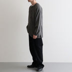 OPEN END COTTON PIGMENT DYE HENRY NECK P/O #020 CHARCOAL [17052 66024]