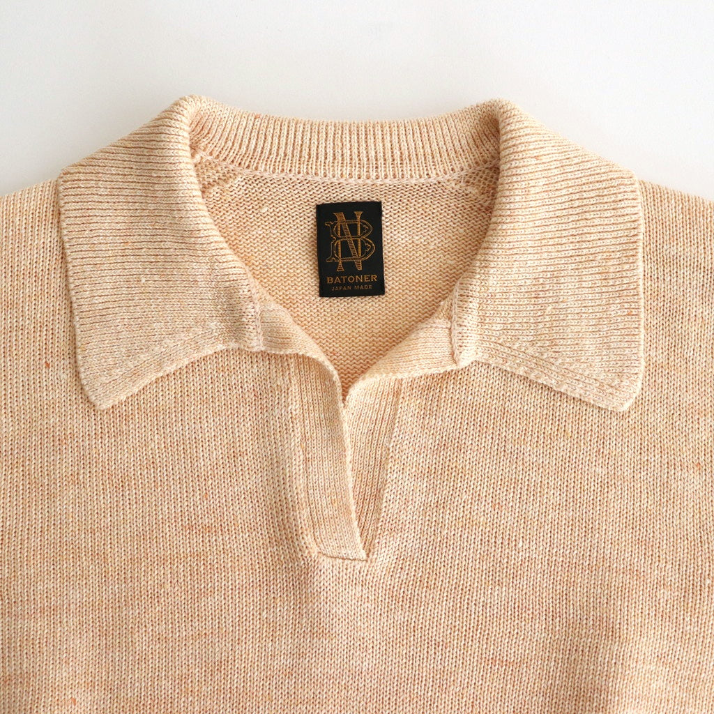 WASHED HIGH COUNT LINEN POLO SKIPPER #CREAM [BN-25SL-022]